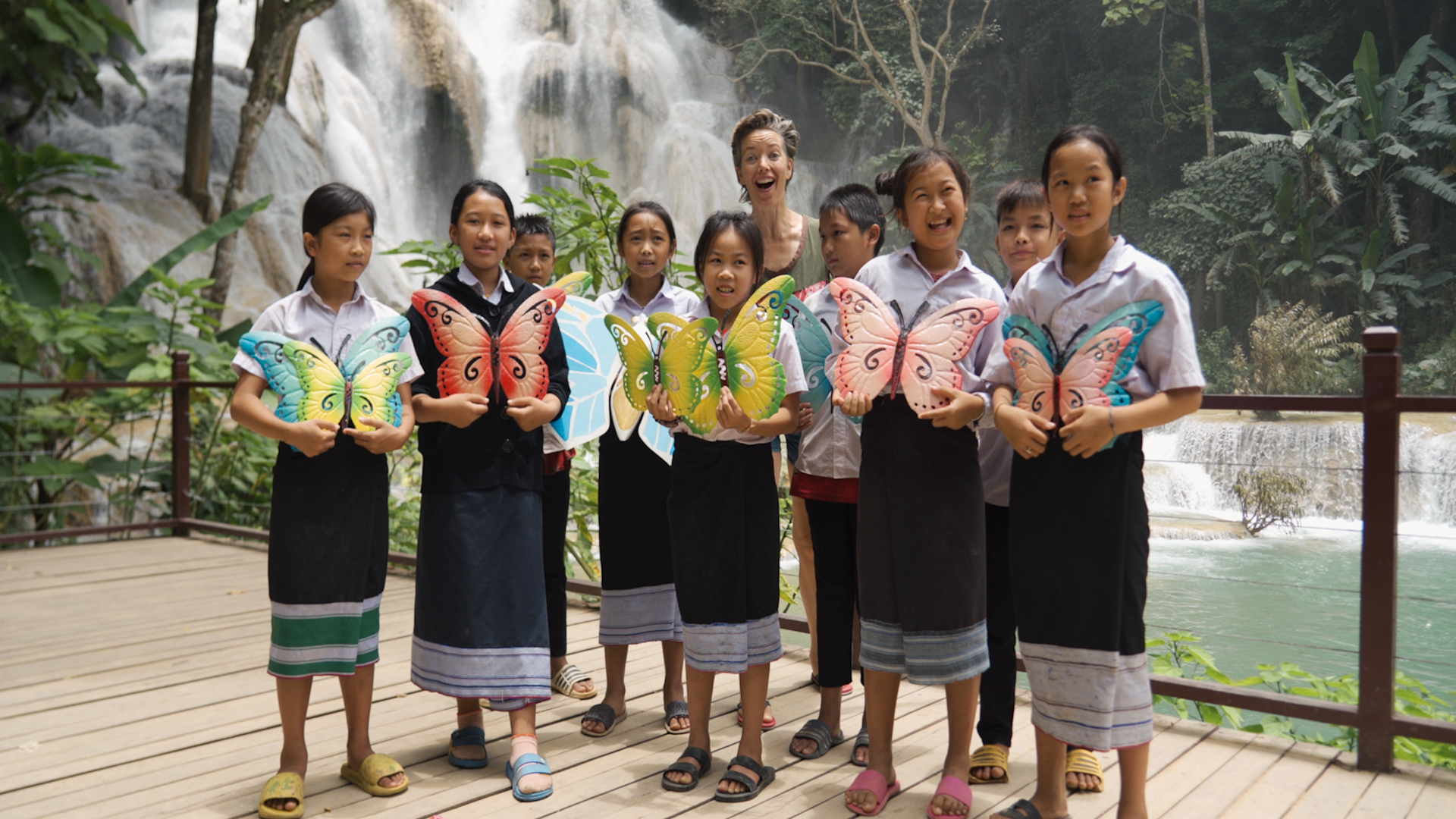 School children from the children's charity, Butterfly Park Luang Prabang Laos